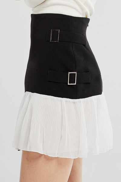 Athena Asymmetric Spliced Pleated Skirt