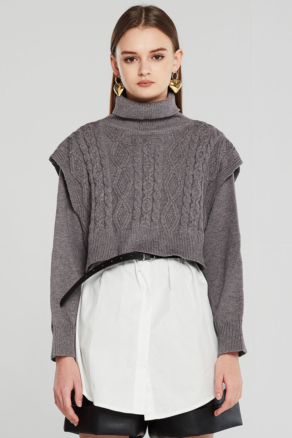 Maya Shirt Layered Splice Knit Jumper