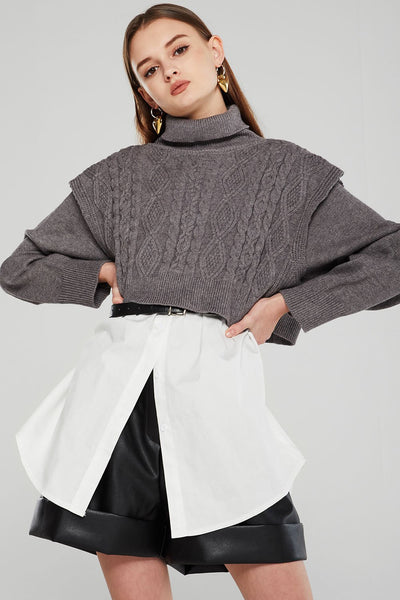 Maya Shirt Layered Splice Knit Jumper