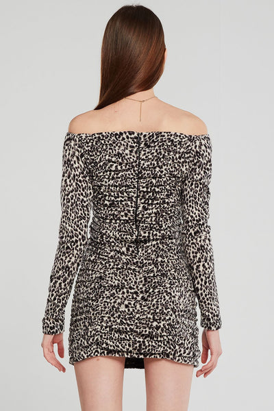 Jessica Ruched Leopard Dress