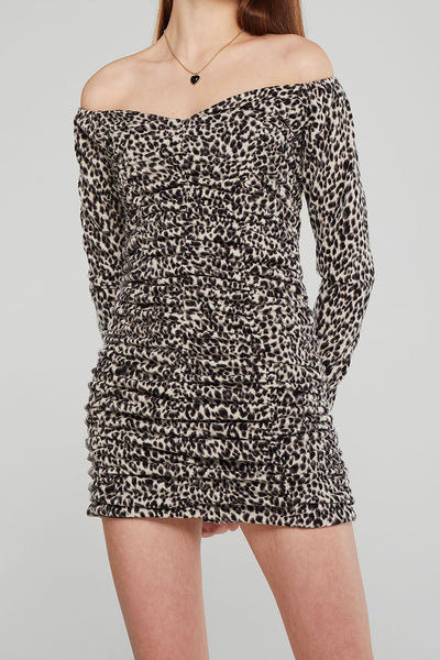 Jessica Ruched Leopard Dress