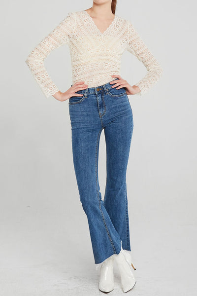 Belen Frayed Hem Bootcut Jeans