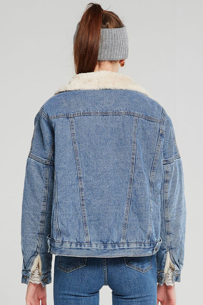 Bonnie Fur Lined Cropped Denim Jacket