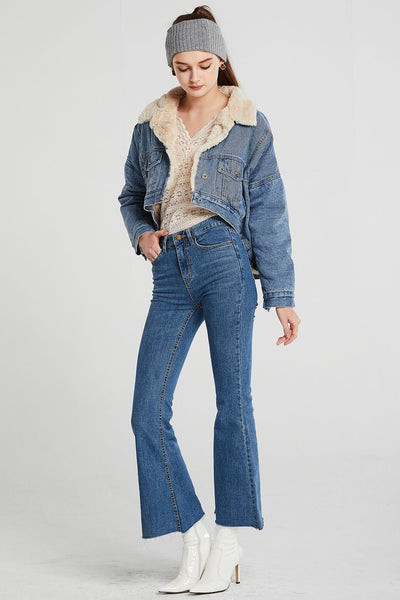 Bonnie Fur Lined Cropped Denim Jacket