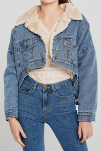 Bonnie Fur Lined Cropped Denim Jacket