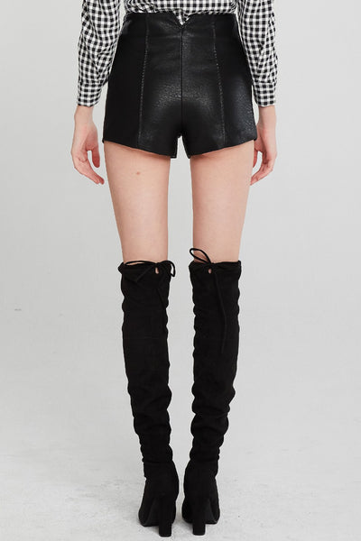 Marina Cutout Waist Pleather Shorts