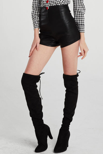 Marina Cutout Waist Pleather Shorts