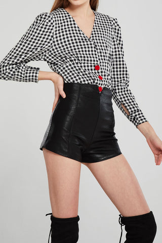 Marina Cutout Waist Pleather Shorts