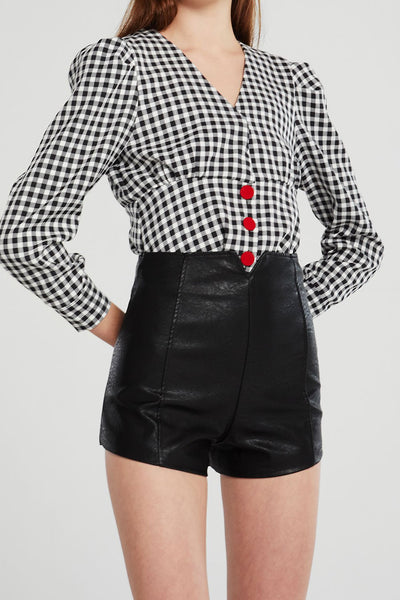 Marina Cutout Waist Pleather Shorts