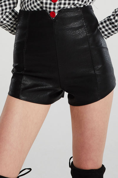 Marina Cutout Waist Pleather Shorts