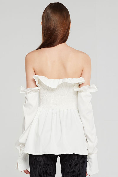 Audrey Ruffle Bardot Peplum Blouse