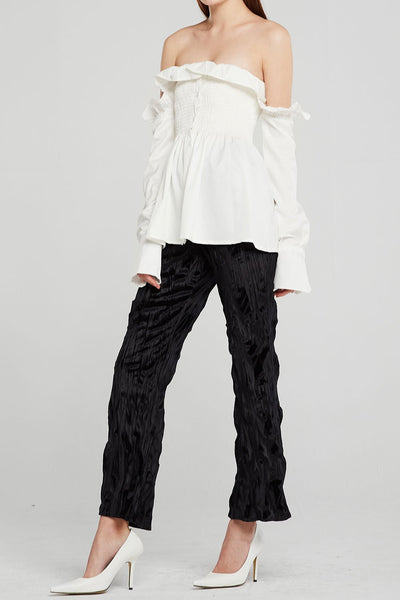 Audrey Ruffle Bardot Peplum Blouse