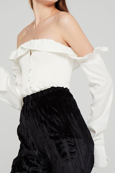 Audrey Ruffle Bardot Peplum Blouse