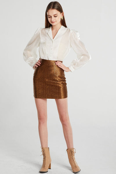 Simone Textured Metallic Skirt