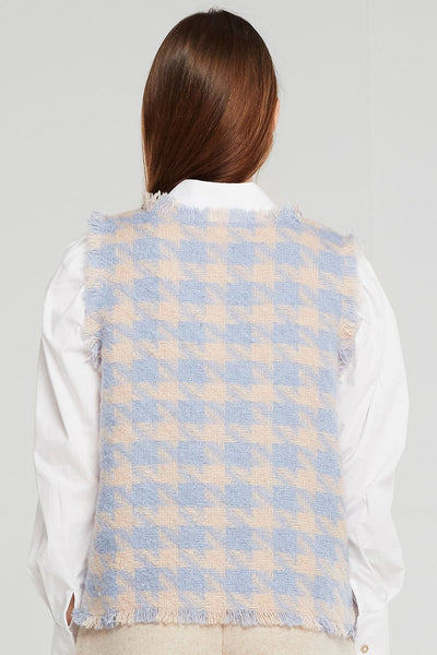 Arden Frayed Houndstooth Vest