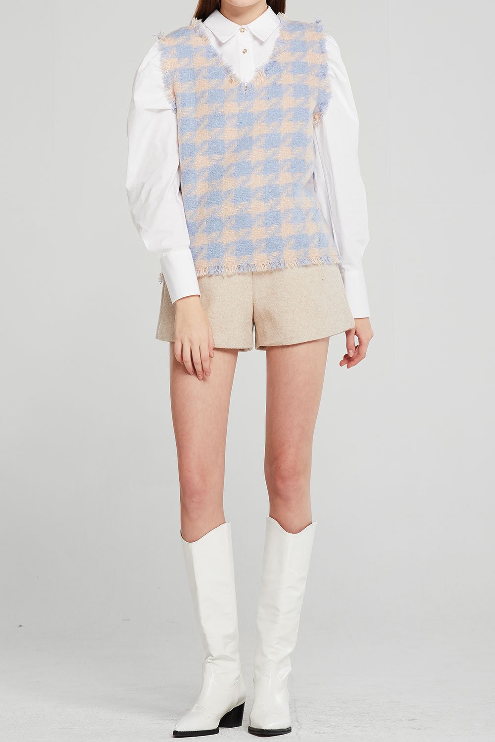 Arden Frayed Houndstooth Vest