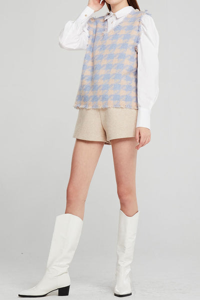 Arden Frayed Houndstooth Vest