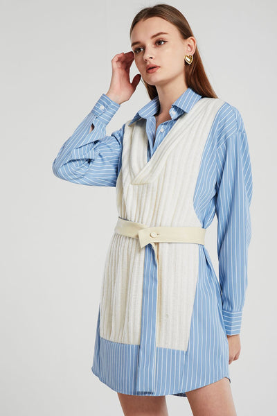 Abigail Spliced Knit Shirt Dress