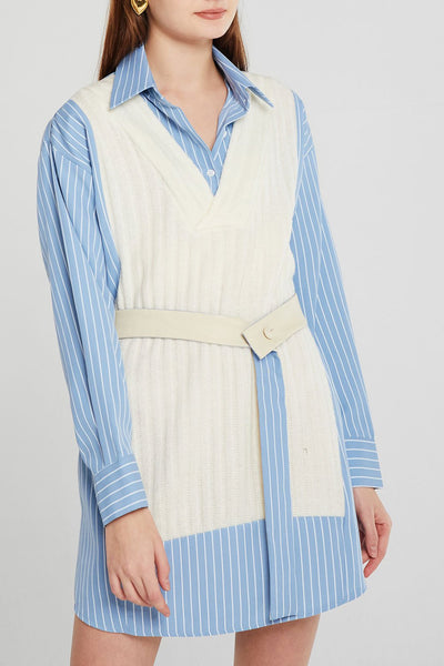 Abigail Spliced Knit Shirt Dress