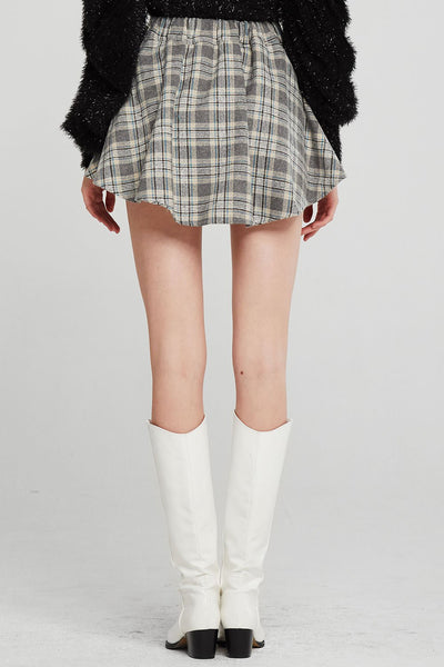 Lia Shirt Sleeve Tie Plaid Skort