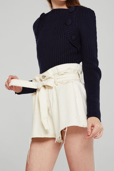 Nancy Raw Edge Belted Shorts