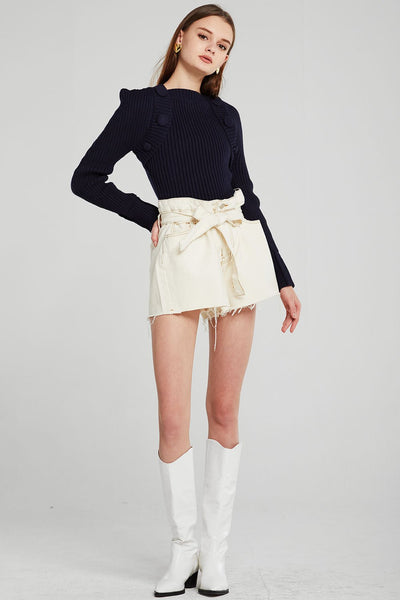 Nancy Raw Edge Belted Shorts