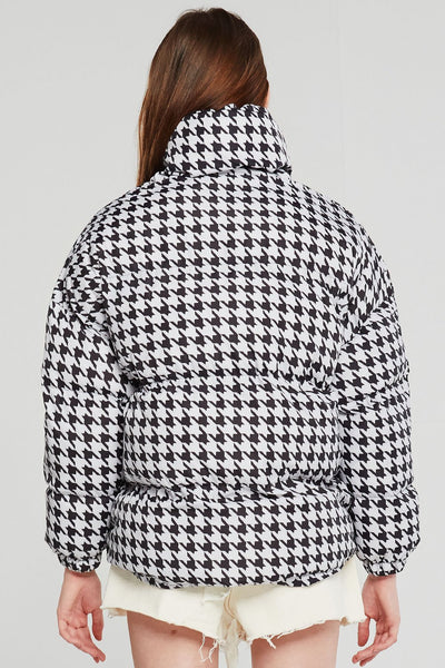 Amber Houndstooth Puffer Jacket