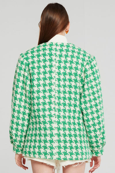 Jamie Oversized Collarless Houndstooth Blazer