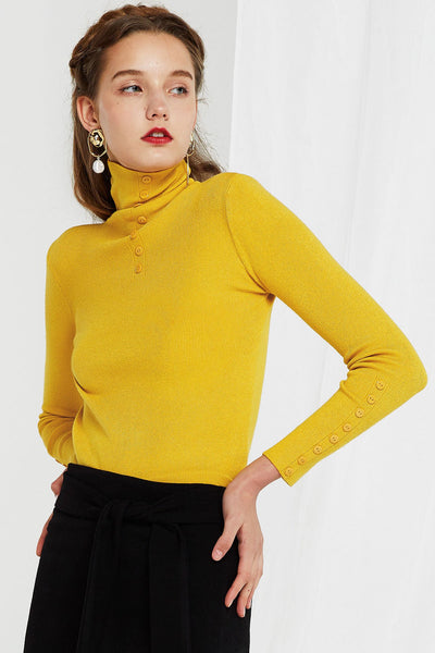 Rita Buttoned Turtleneck-2 Colors