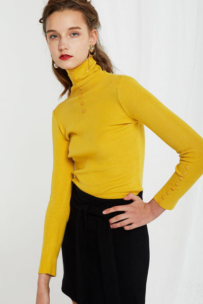 Rita Buttoned Turtleneck-2 Colors