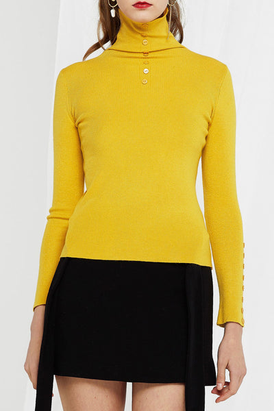 Rita Buttoned Turtleneck-2 Colors