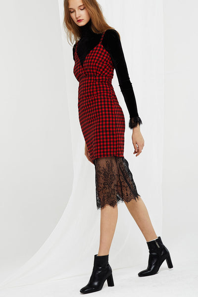 Albina Checkered Lace Point Dress