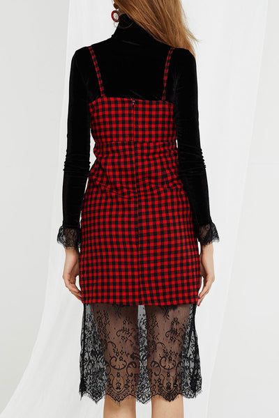 Albina Checkered Lace Point Dress