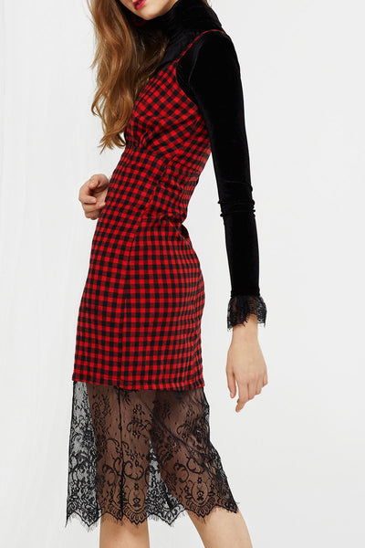 Albina Checkered Lace Point Dress