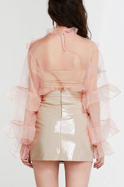 Quinn Sheer Blouse with Ruffle Detail