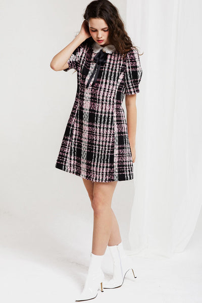 Mia Collared Dress in Tweed