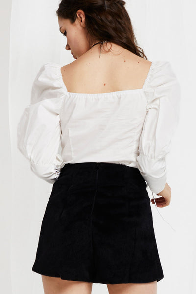 Anna Lace Up Blouse with Puff Sleeve-2 Colors