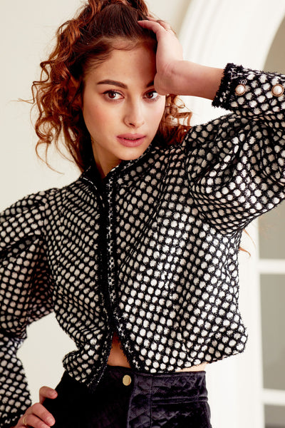 Alma Structured Honeycomb Cropped Jacket