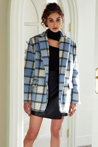 Lucy Plaid Fuzzy Blazer