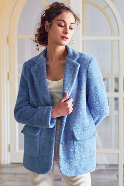 Irene Notch Collar Fuzzy Blazer