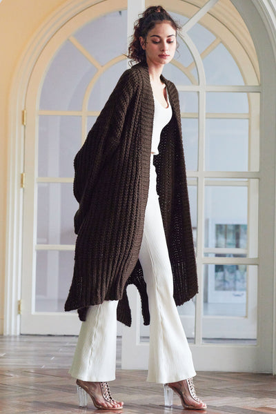 Elliot Ribbed Knit Maxi Long Cardigan