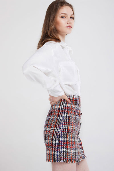 Kaitlyn Buttoned Plaid Skirt