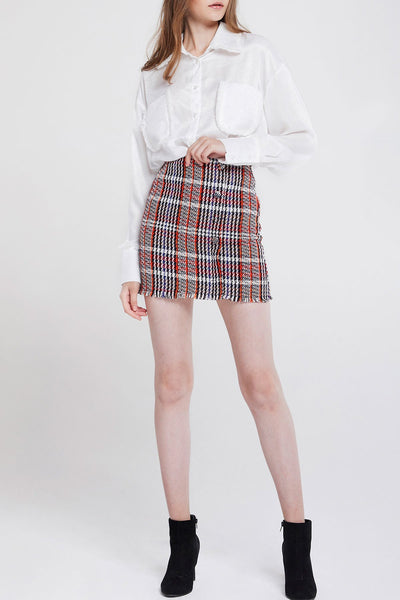 Kaitlyn Buttoned Plaid Skirt