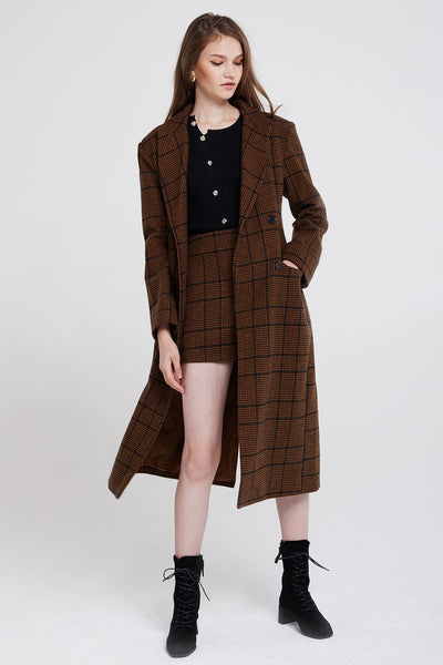 Peggy Double Breasted Plaid Coat-2 Colors