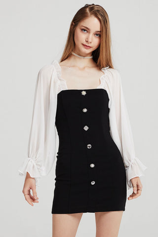 storets.com Alexis Jewel Button Dress w/ Frill Top