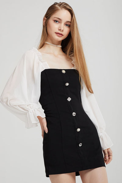 storets.com Alexis Jewel Button Dress w/ Frill Top