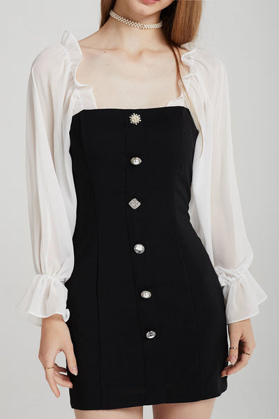 storets.com Alexis Jewel Button Dress w/ Frill Top