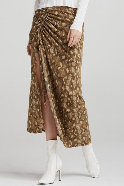 Harley Ruched Skirt in Snake Print