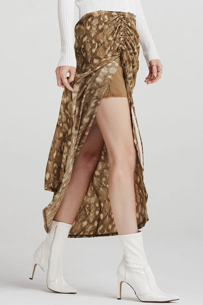 Harley Ruched Skirt in Snake Print