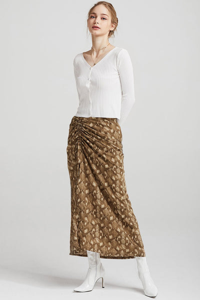 Harley Ruched Skirt in Snake Print